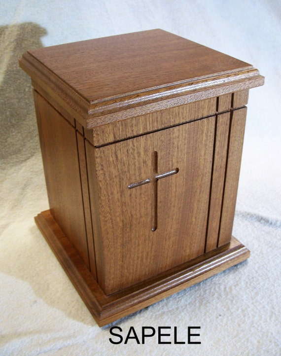 Wooden Cross Urn in Sapele