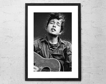 Bob Dylan - Illustration - Bob Dylan Poster - Bob Dylan Print - Bob Dylan Art - Rock Poster - Black and White Wall Decor - Folk Country Poet