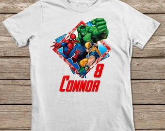 Avengers Birthday Shirt, Avengers Iron On Transfer Shirt, Printable Personalized Birthday Shirt, Hulk Iron On, Spiderman Iron On, Wolverine