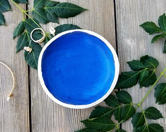 Blue Jewelry Dish, Catchall, Blue Jewelry Holder, Blue Trinket Tray, Blue Ring Dish, Birthday Gift, Gift for Her, Ring Dish, Vanity Tray