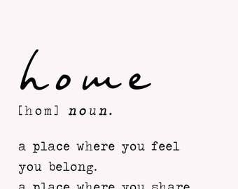 Home Definition Print Dictionary Art Typography Print