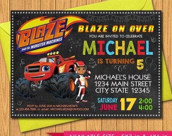 SALE!! blaze birthday, blaze invitation, monster machines, blaze party, blaze, blaze invite, blaze invitations, monster truck, blaze monster