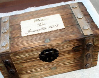 Wedding Card Box - Wedding Trunk - Wine Ceremony - Elegant Barn Wedding - Anniversary Keepsake - First Fight Box - Rustic Wedding Decor