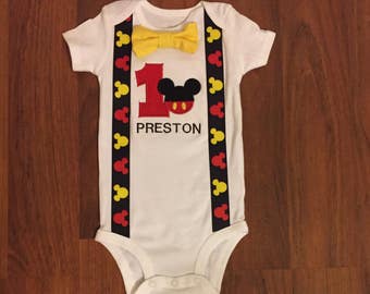 Mickey mouse inspired 1st birthday boy outfit, 1st birthday boy outfit, Baby boy first birthday outfit, Mickey smash cake birthday outfit