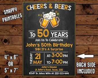 Surprise 50th Birthday Invitation For Men, Birthday Invite, Party Invite, Printable, Digital File - 032