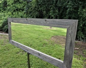 gray wood mirror/ floor mirror/ reclaimed wood mirror/ rustic mirror/ barnwood mirror/ full length mirror