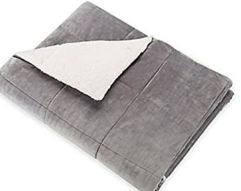 Adult Weighted Blanket Plush & Cozy Weighted Blanket 50" x 70" (Gray) for Adult, Teen, Anxiety, PTSD, Insomnia, Autism, Aspergers,