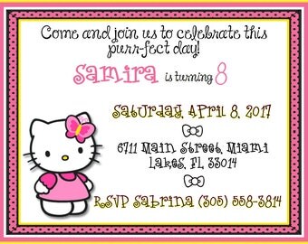 Hello Kitty Invitation, Hello Kitty Invite, Hello Kitty Birthday, Hello Kitty Party, Hello Kitty