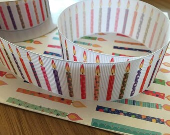 Grosgrain ribbon, candles, 39mm wide, by 1m length