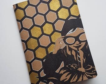 A5 Hand illustrated sketchbook- gold details