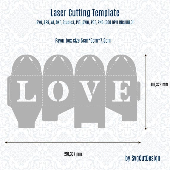 Download Wedding Favor Box Template LOVE Laser cutting Commercial ...