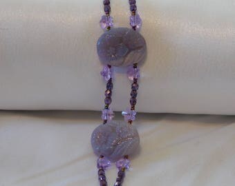 Lavender Purple German Glass Swarovski Crystal Beaded Bracelet