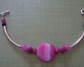 Pink Banded Agate Gemstone Bracelet