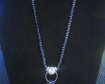 smokey blue tassel necklace