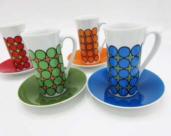 Set of 4 DelMonte Japan Mod Espresso Cups and Saucers