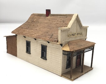 Handmade U. S. Post Office building for HO scale model train
