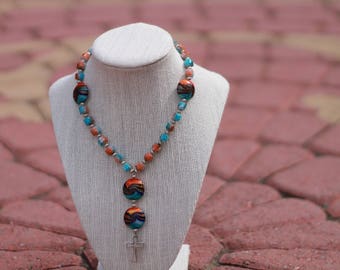 Anglican Prayer Beads + Orange/Blue
