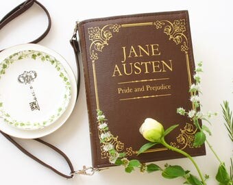 Jane Austen Faux Leather Book Bag Pride and Prejudice Book Purse