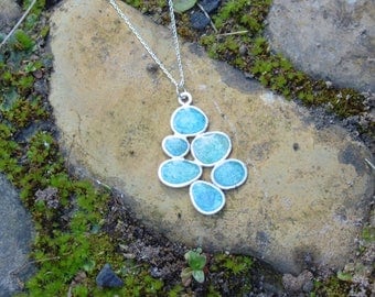 Quartz blue pebble necklace