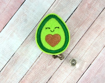 Avocado Badge Reel - Avocado - Feltie Badge Reel - Cute Badge Clip - Retractable ID Badge Holder - Badge Pull.