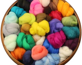 Tidbits-- a rainbow of hand-dyed merino wool roving bits for spinners and felters (4 oz.)