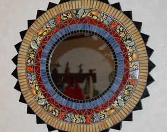 Mosaic Mirror-Mixed Media Black Grapes