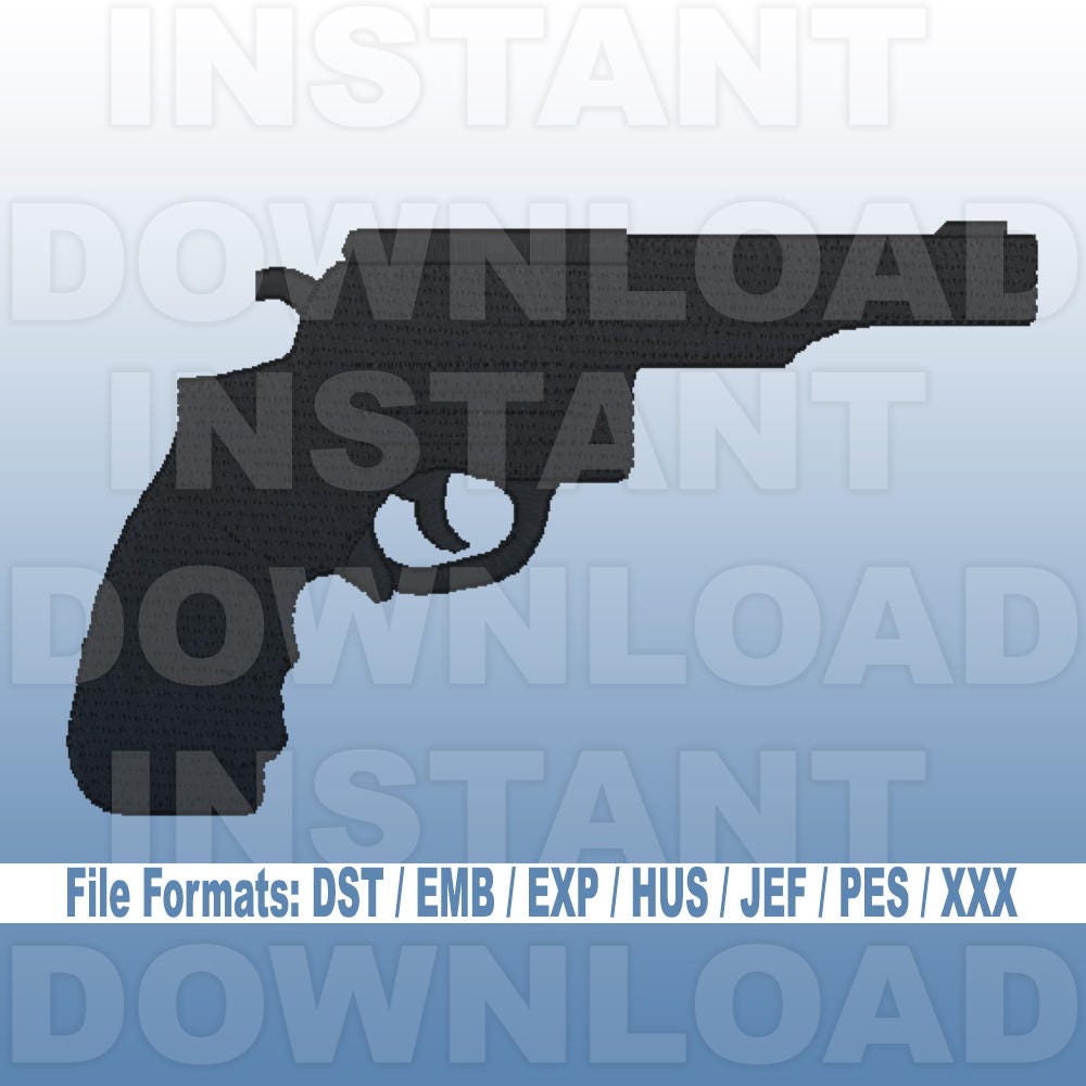 Target Shooting Revolver Gun Pistol Embroidery Design Download,Filled