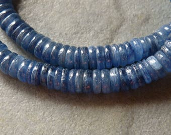AA Brazilian Blue Kyanite Smooth Wheel Rondelles 6mm - 25 bead Packet