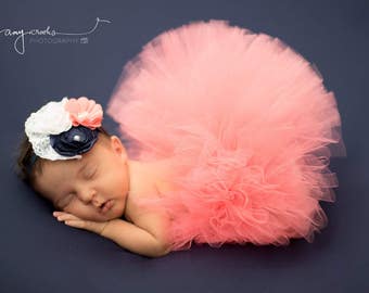 newborn tutu, baby tutu, newborn photography prop, coral tutu, pink tutu, newborn tutu, girls tutu, birthday tutu, cake smash tutu