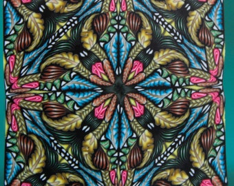 XL Polymer Clay Square Kaleidoscope Cane -'Intricacies of the Heart' (1E)