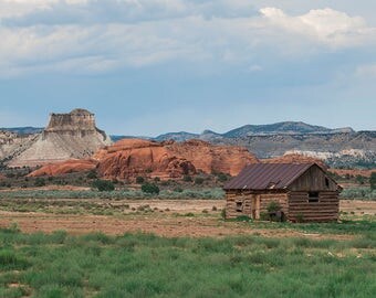 Utah Cabin Print Desert Art Rustic Log Southern Utah Cabin Print Desert Art Rustic Log Southern