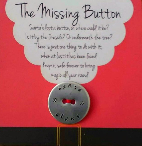 Handstamped Santa's Lost Button Missing Button Father