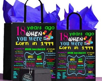 18th Birthday Gift, 18th Gift Bag, A perfect way to turn the past into a Present! Retro Nostalgic,Anniversary,Retirement,6.5" by 8.5"