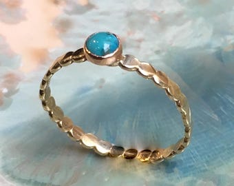 Turquoise ring, December birthstone ring, Gold ring, brass ring, stacking ring, skinny ring, dainty ring, gemstone ring - Wake Up Call R2504