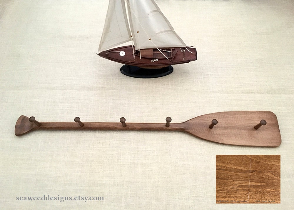 41 6Peg Across Stained Paddle/Oar Coat Hat Rack in