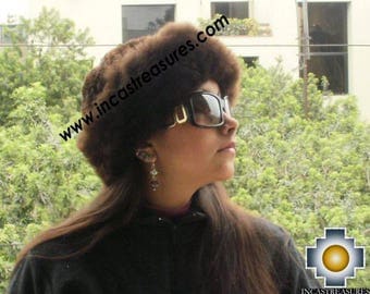 100% Baby Alpaca fur hat cuajone Brown - FREE SHIPPING Worldwide