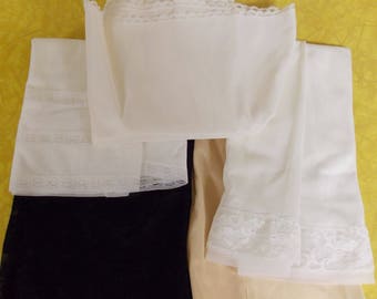 Lot 5 vintage half slips, S/M, Van Raalte black lace, Gossard white, Komar chiffon, Vanity Fair beige