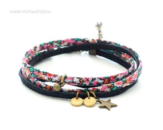Liberty bracelet,Wrap bracelet,Colorful bracelet,Textile bracelet,Textile jewelry,Liberty jewelry,Liberty wrap bracelet,Double wrap bracelet