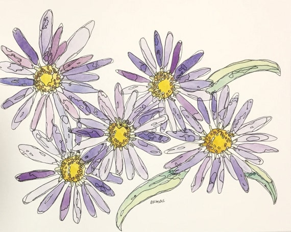 Purple Asters 8x10 Watercolor Painting By Nan Henke Original   Il 570xN.1131090748 A8ur 