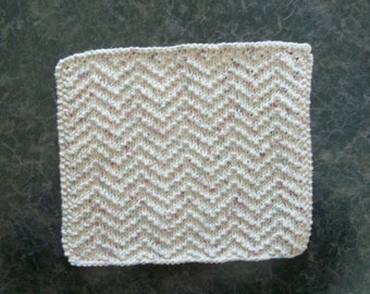 Hand Knit Cotton Dishcloth - measures approximately 81/2x91/2 inches