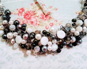 Go With Gray Crocheted Wire Necklace