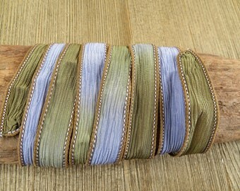 Rosemary - Hand Dyed Silk Wrap Bracelet or Necklace Ribbon - Hand Dyed Ribbon - sr31
