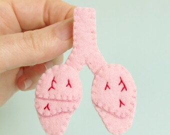 Lungs Felt Brooch Anatomy Jewellery Medical Jewelry Human Body Pin