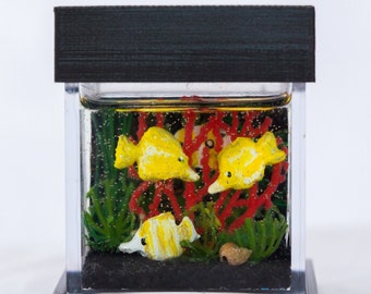 Miniature Pendentif Aquarium - Plantes Sous Verre - Charm En Pendente Avec Collier - Neuf