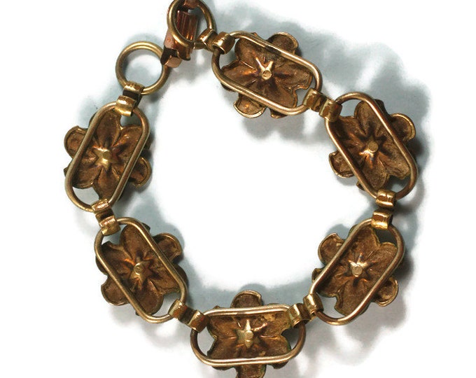 Retro Gold Filled Flower Design Bracelet Signed Probst Vintage