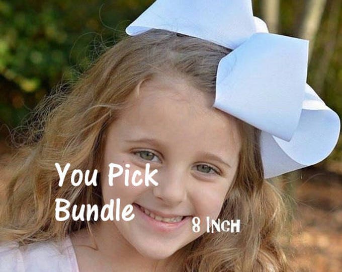 Big Bows, Jumbo Hair Bow, Pick 10, Lot Set of 10, Southern Style Bow, 6 7 or 8 Inch Bows, Texas Sized Bow, Girls Jumbo Bow, X-tra Large, SSB
