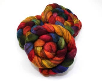 Mixed BFL (Blue Face Leicester) Roving - Hand Dyed Roving (Combed Top) for Felting or Spinning