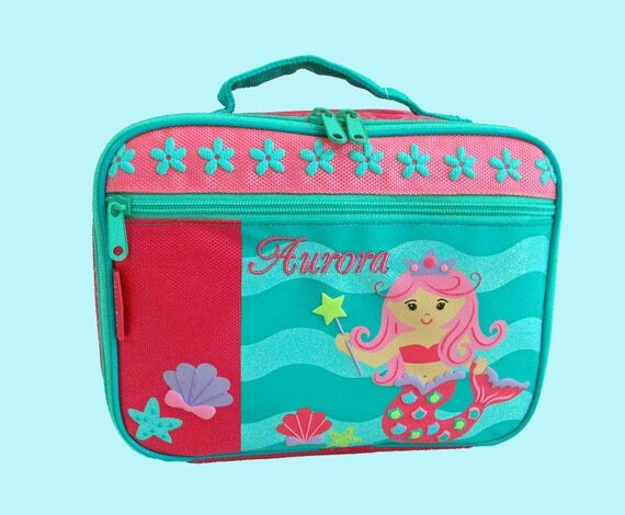 Stephen Joseph Child's Personalized MERMAID With Pink Hair Themed Lunch Box-Monogramming Included in the Price-Pink & Purple