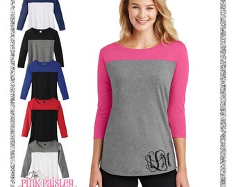 Ladies Monogrammed Colorblock Tunic | Womens Monogrammed Shirt