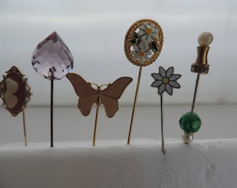vintage stick pin collection cameo pin butterfly pin prism pin daisy pin lot of stickpins
